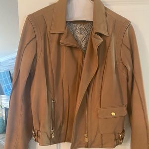 ASBYDF safe and sound tan leather jacket